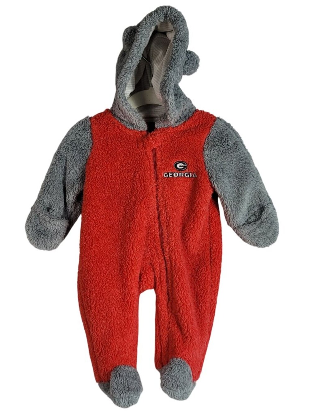 Gen2 Georgia Bulldogs Bunting Red 0-3M Fleece Hood Mittens Footed Zip Football